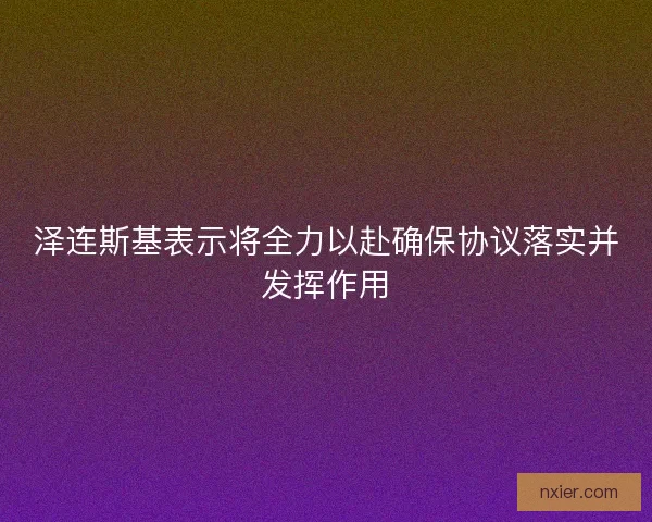 泽连斯基表示将全力以赴确保协议落实并发挥作用
