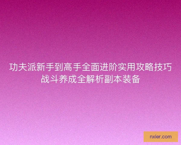 功夫派新手到高手全面进阶实用攻略技巧战斗养成全解析副本装备